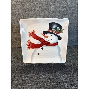 Maxcera~Toile‎ Snowman Top Hat Plate/Platter~11"~Retired